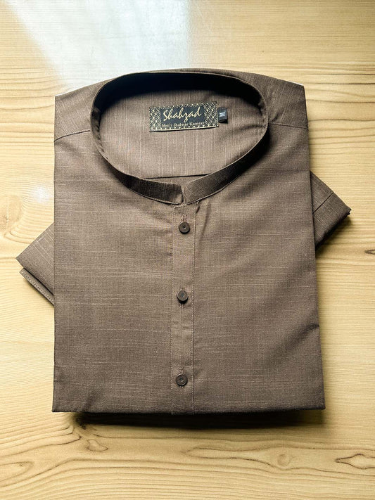 988-1 MSK532 Brown Stitched Suit Sherwani Collar Kameez Shalwar For Men