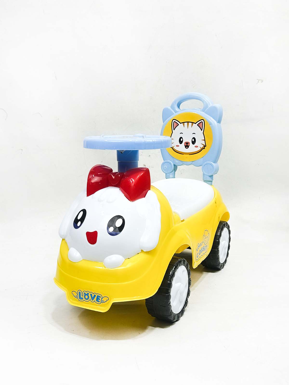Cat Yellow 4 Wheel Ride On Push Car For Kids