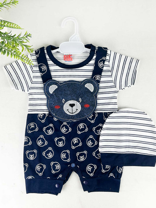 0Mth - 3Mth Blue Romper with Cap For Newborn HG NBR129