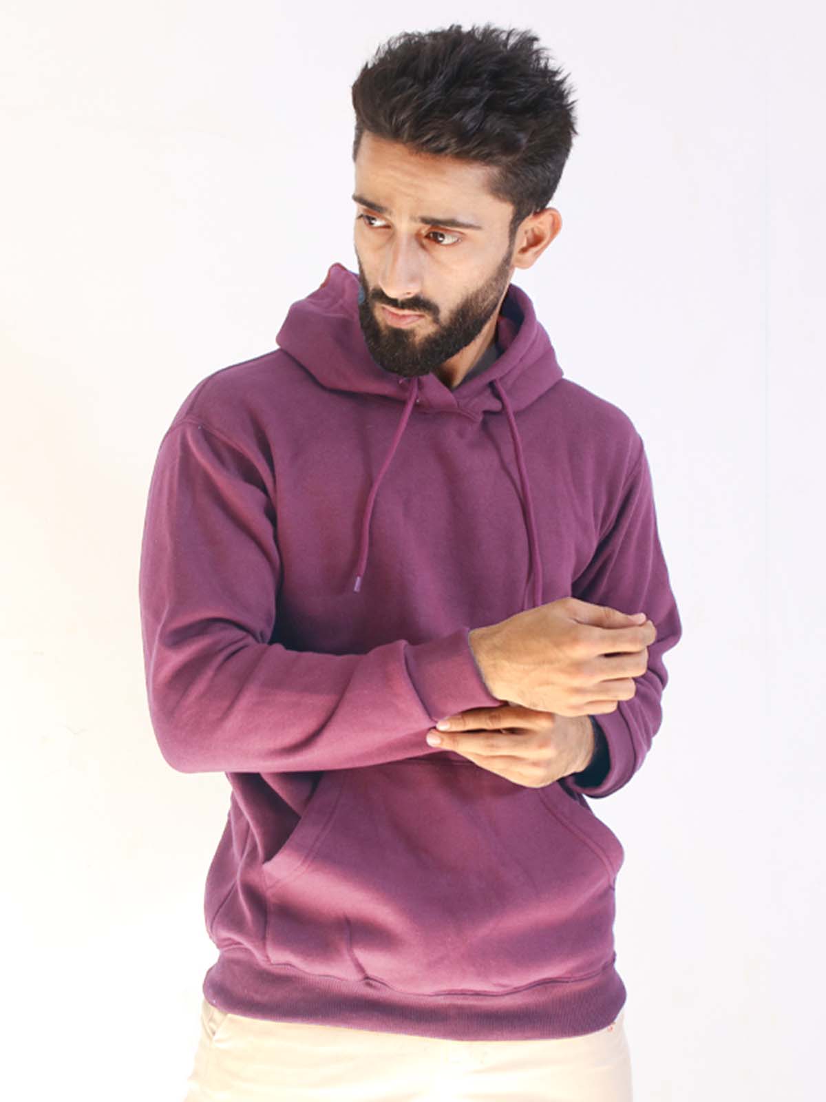 Maroon Pink Plain Pullover Unisex Hoodie MH01