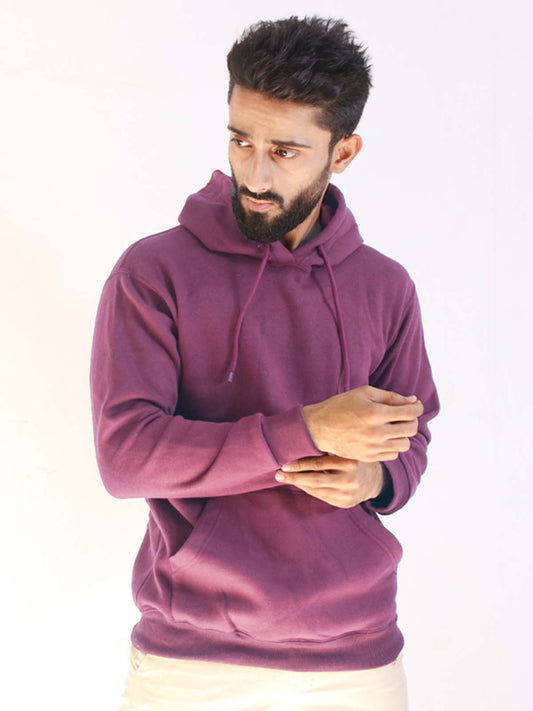 Maroon Pink Plain Pullover Unisex Hoodie MH01
