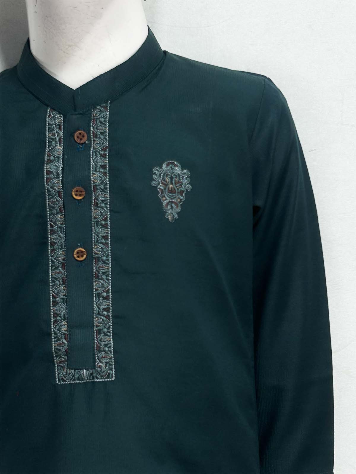 5Yrs - 14Yrs Teal Kameez Shalwar Suit For Boy AM BKS206