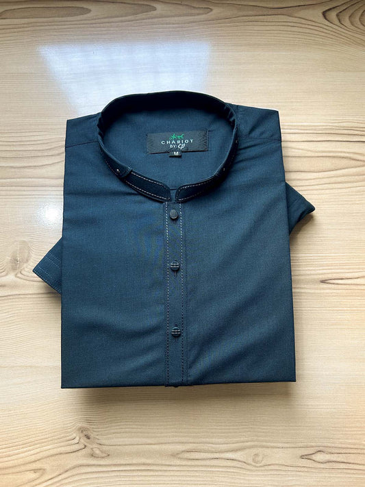 18/2-9 MSK508 Dark Teal Stitched Suit Sherwani Collar Kameez Shalwar For Men
