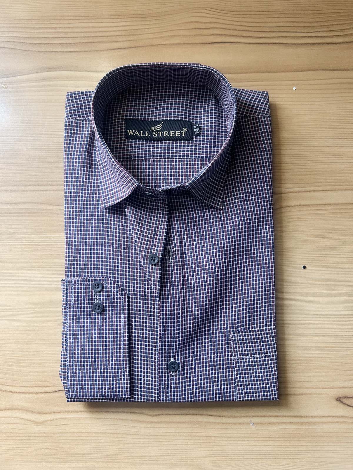 Maroon Checks Formal Dress Shirt For Men MFS552