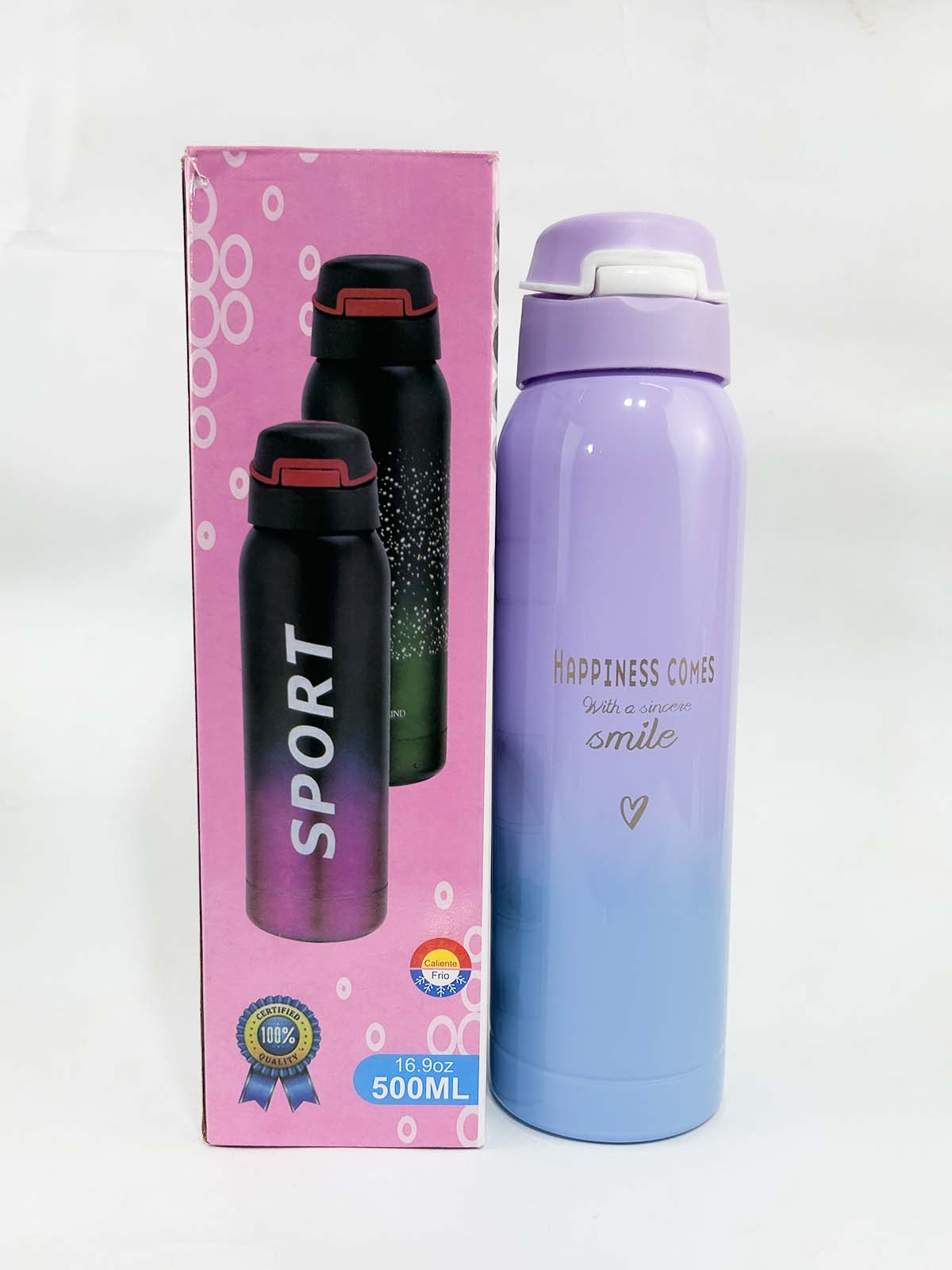 Smile Purple Stainless Steel Bottle 500ML D-64