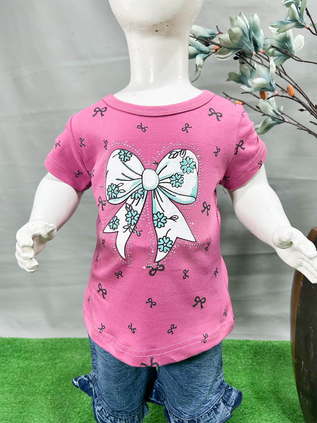 1Yr - 4Yrs Bow Pink Suit For Girls SK GS397