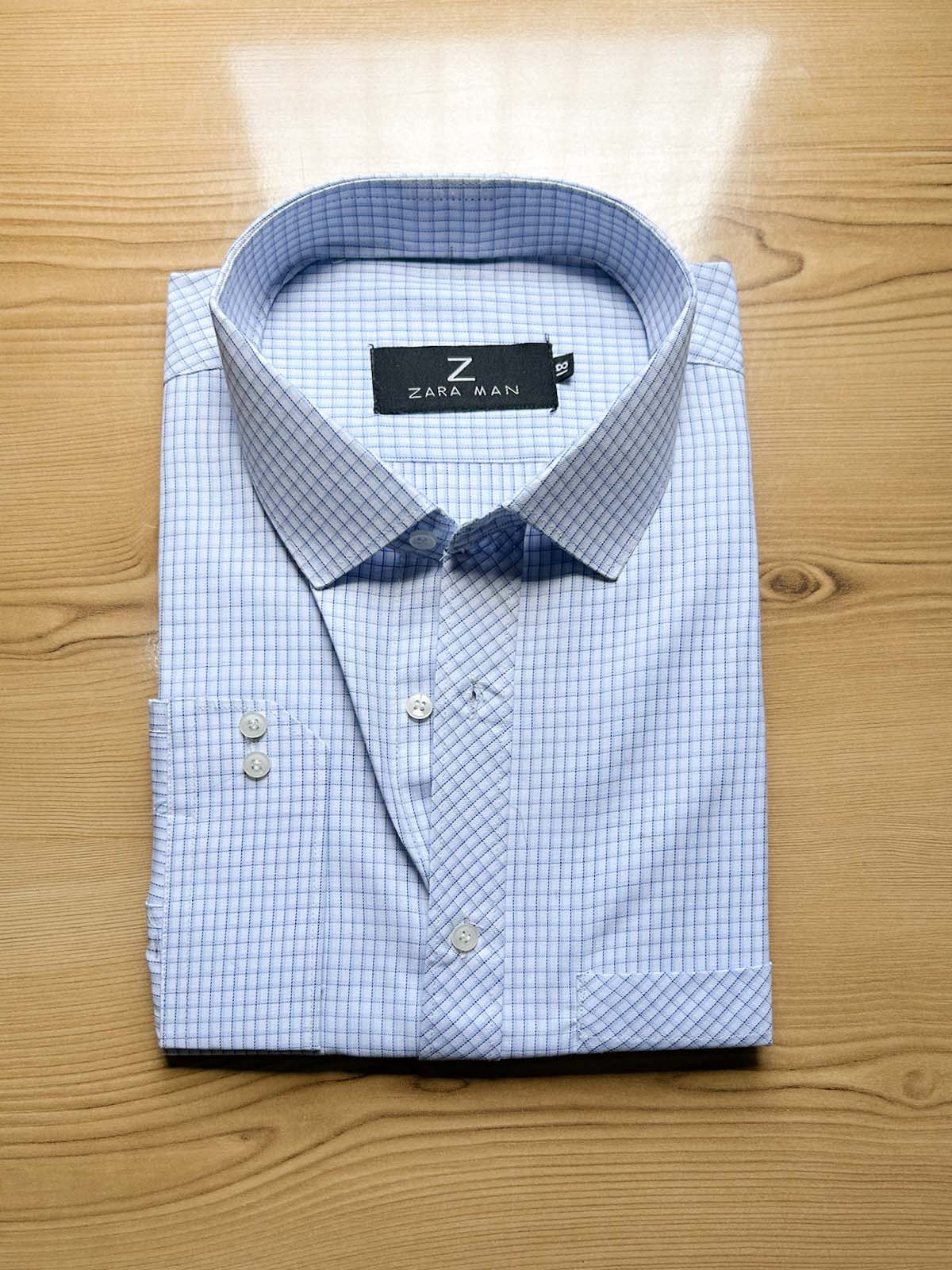 Blue Checks Formal Dress Shirt For Men MFS540