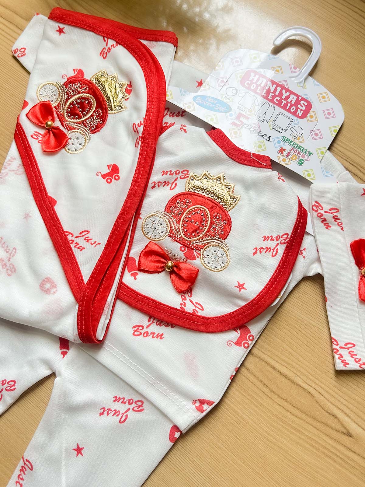 0Mth - 3Mth Red 5Pcs Gift Set For Newborn HG NBGS375