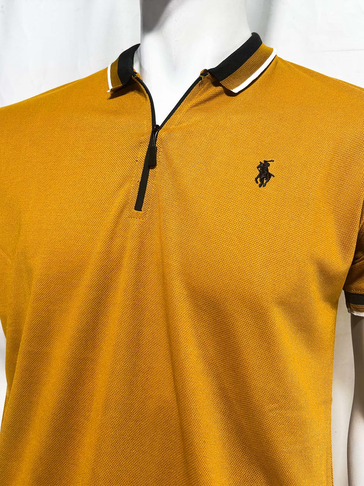 Yellow Zip Polo T-Shirt For Men MTS444