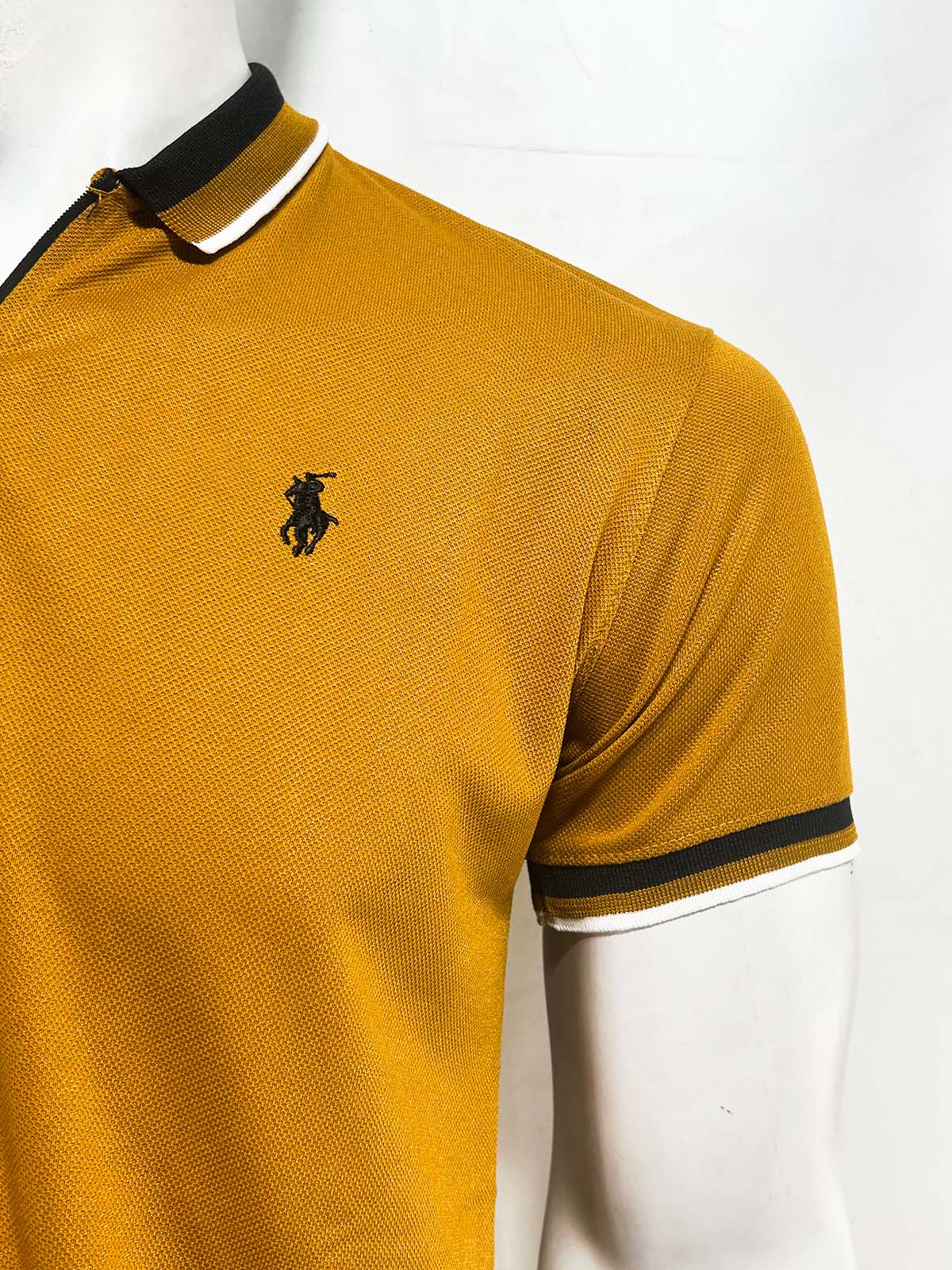 Yellow Zip Polo T-Shirt For Men MTS444