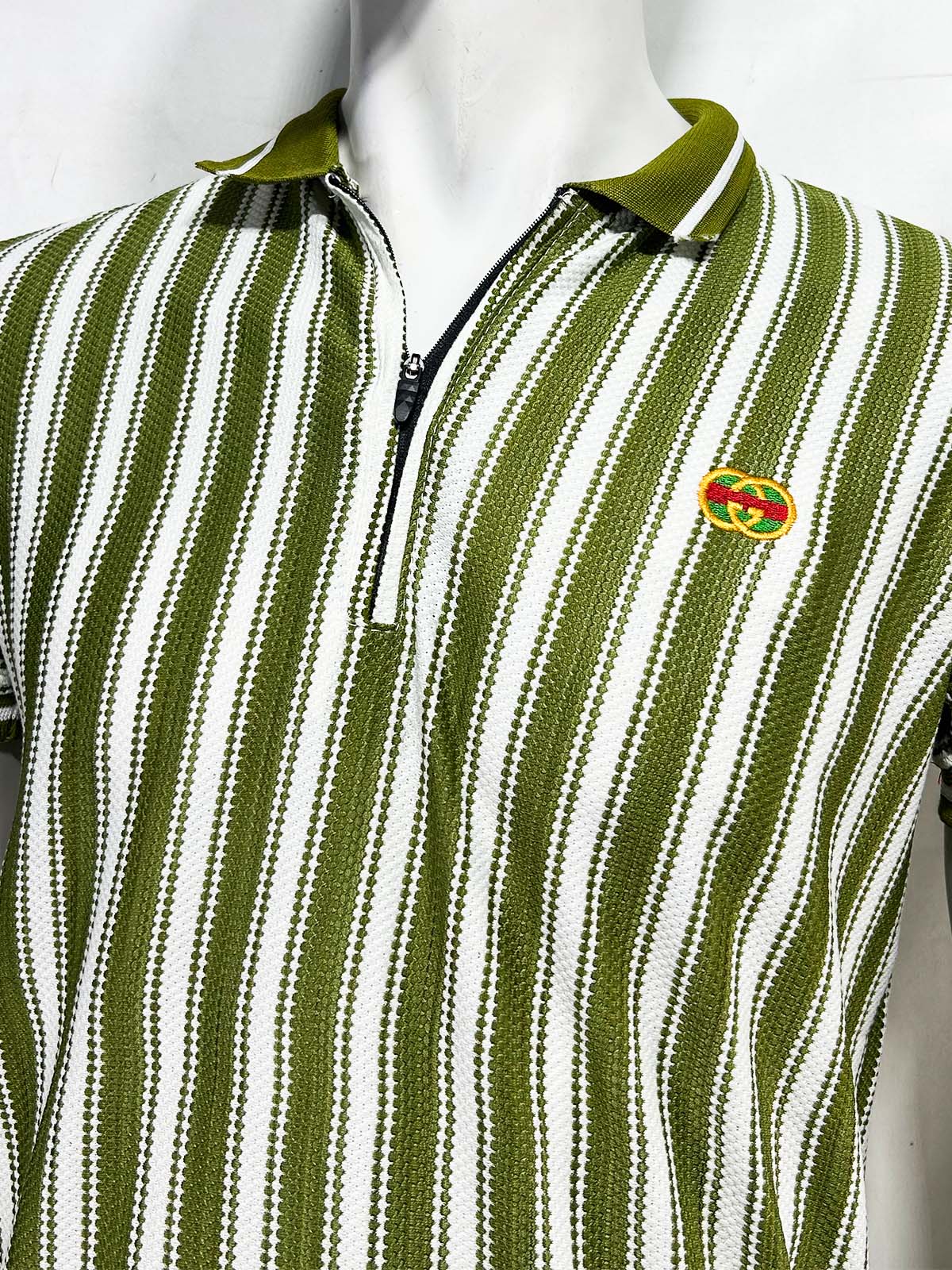 Green Old Money Striped Polo T-Shirt For Men MTS452