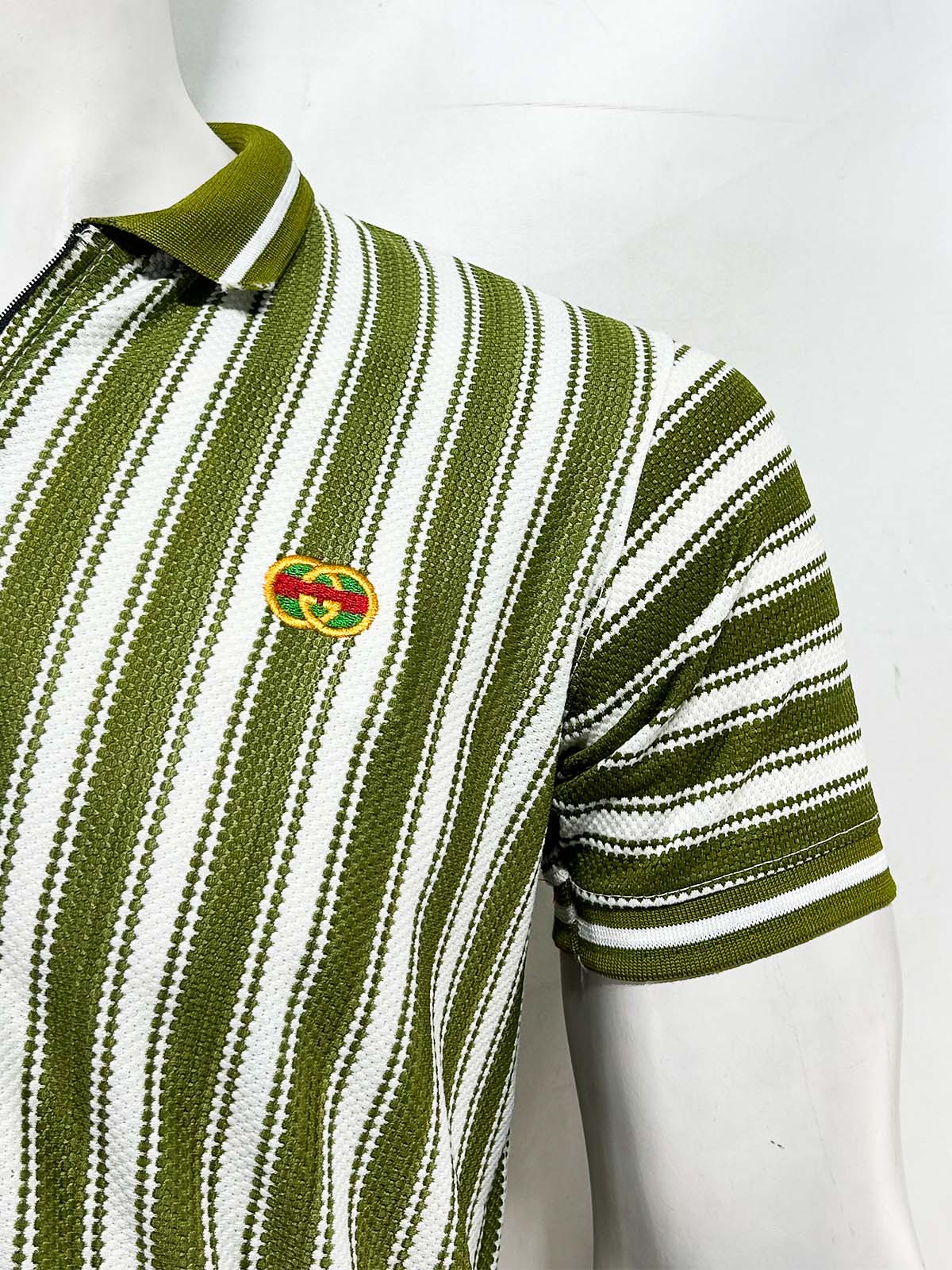Green Old Money Striped Polo T-Shirt For Men MTS452