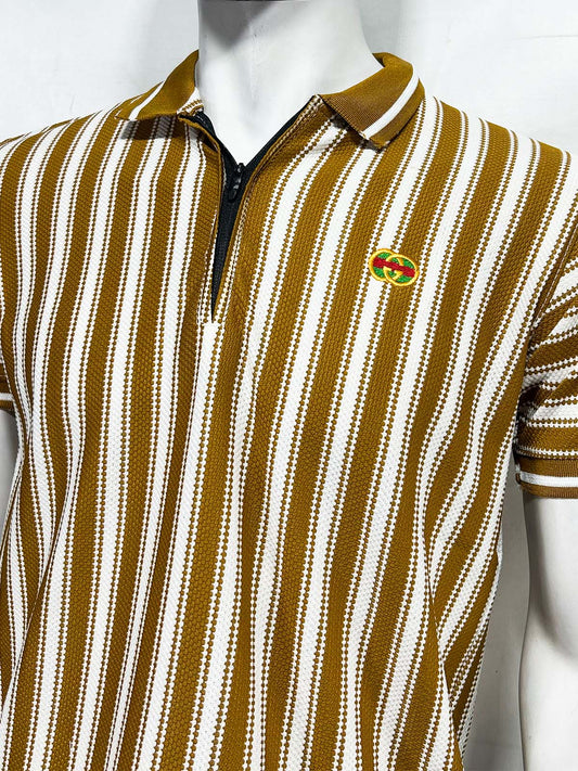 Bronze Old Money Striped Polo T-Shirt For Men MTS453