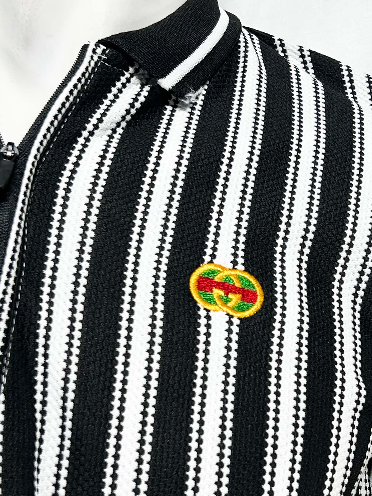 Black Old Money Striped Polo T-Shirt For Men MTS454