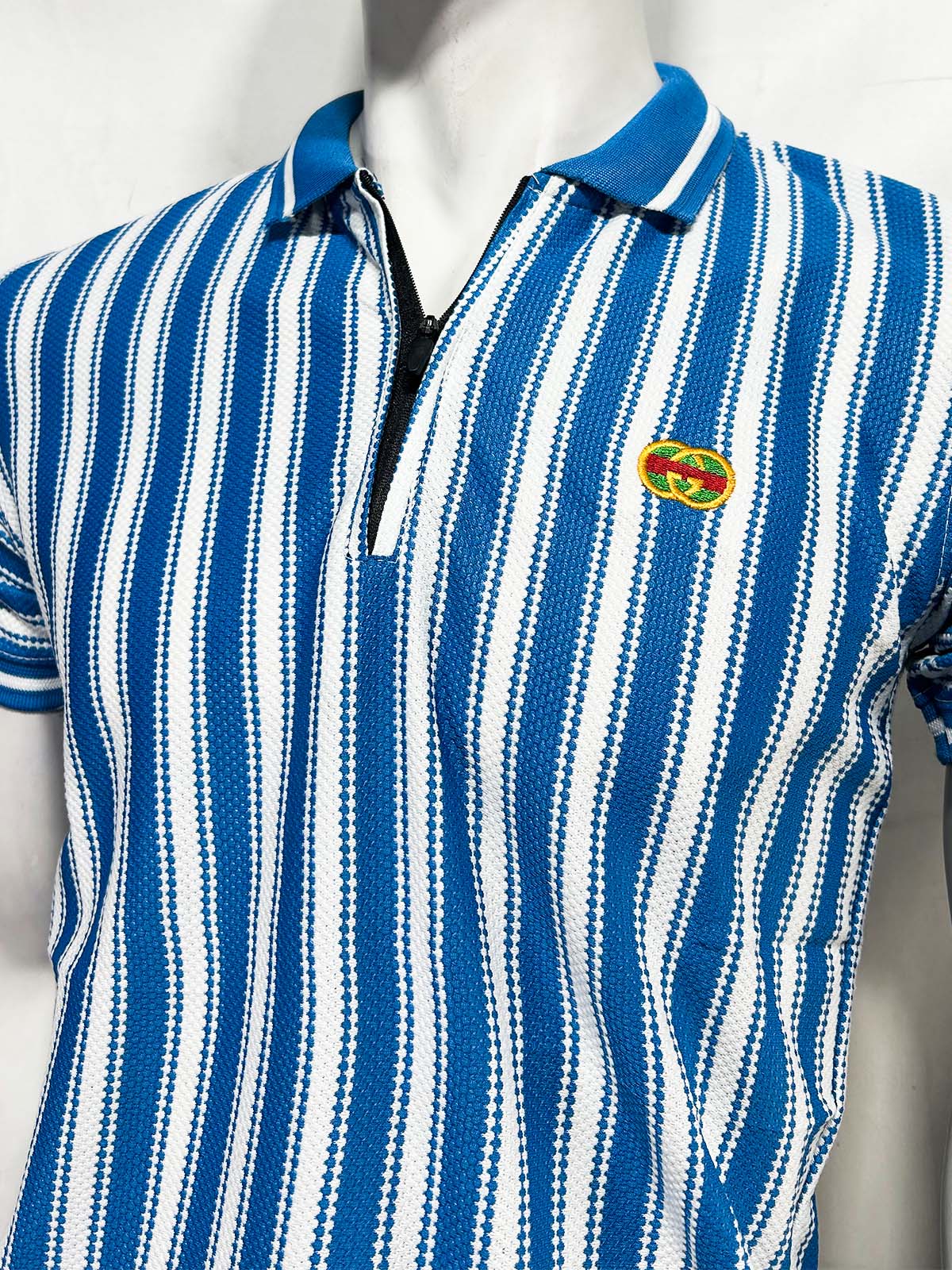 Blue Old Money Striped Polo T-Shirt For Men MTS455