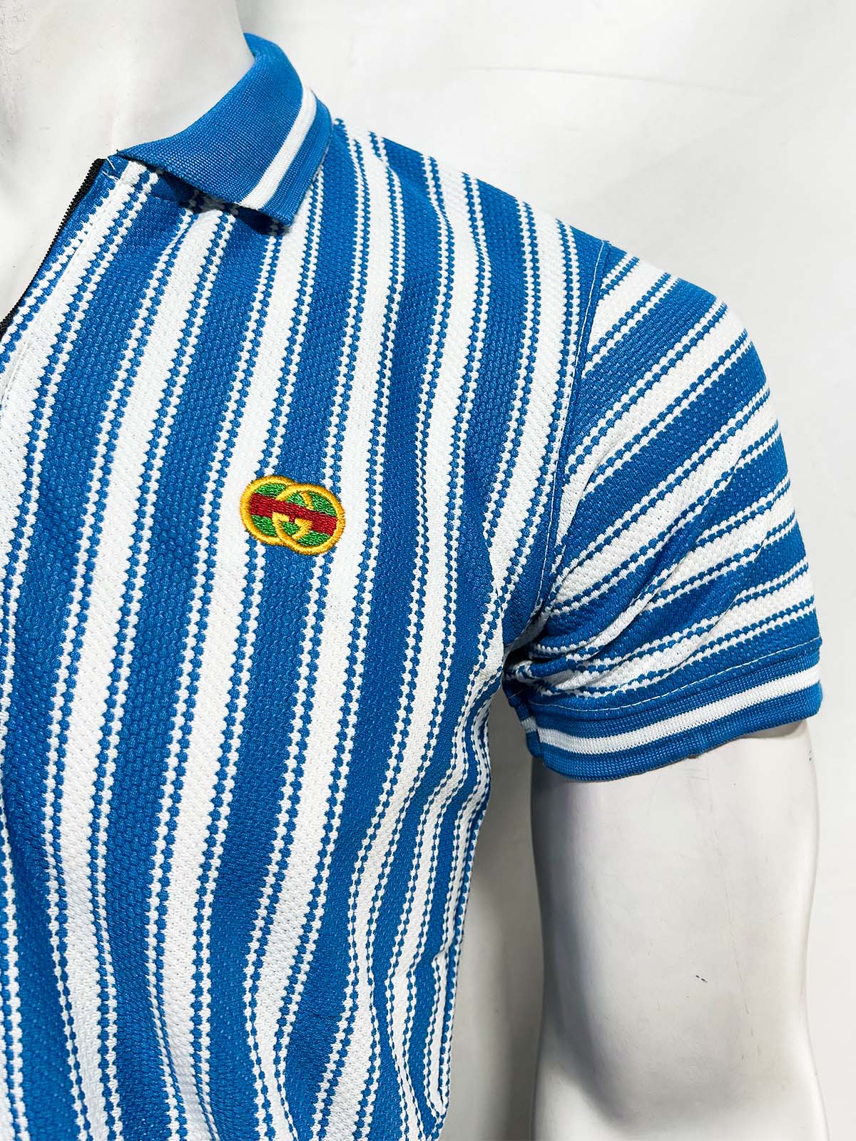 Blue Old Money Striped Polo T-Shirt For Men MTS455