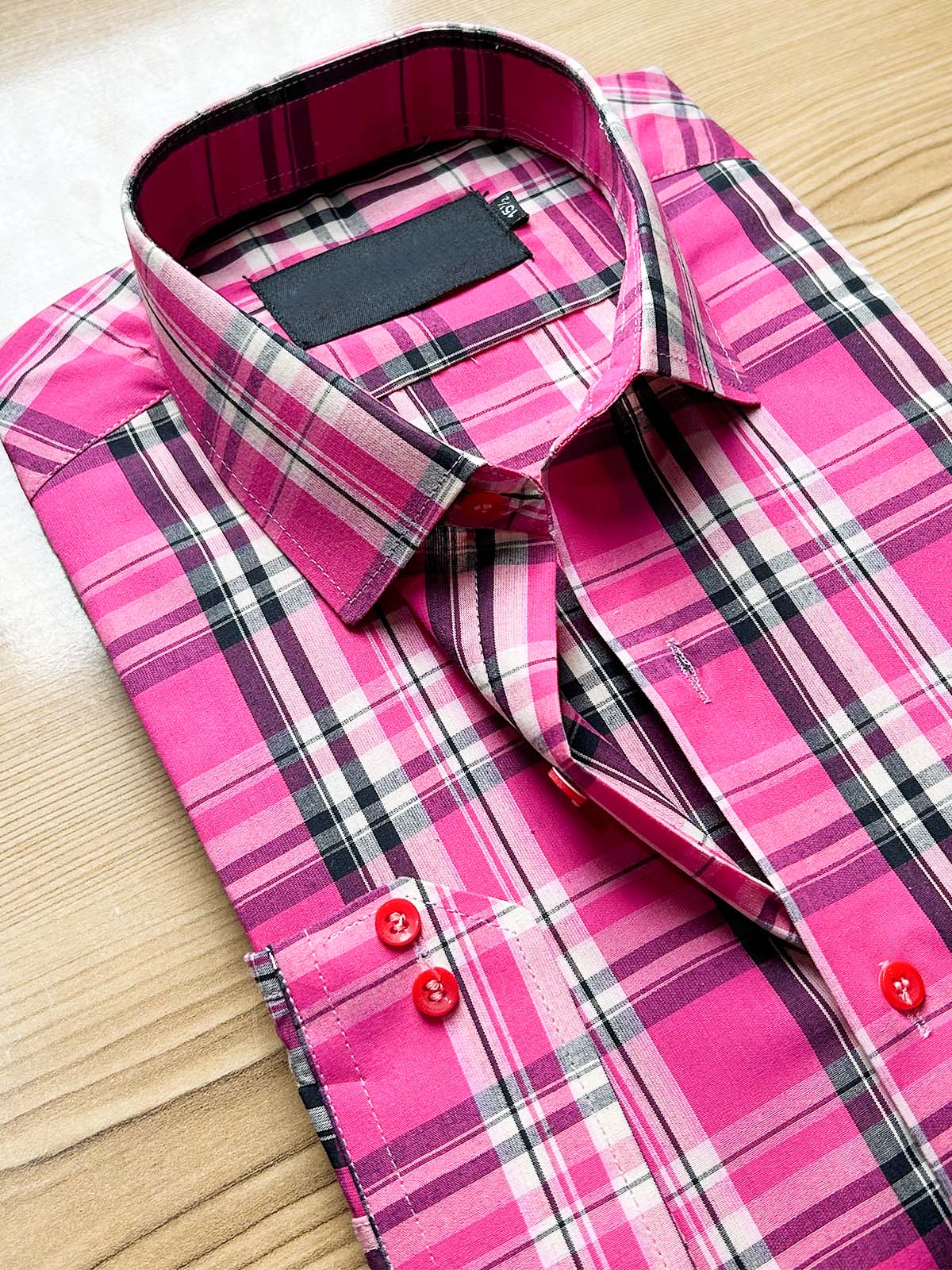 Pink Checks Formal Dress Shirt For Men MFS445