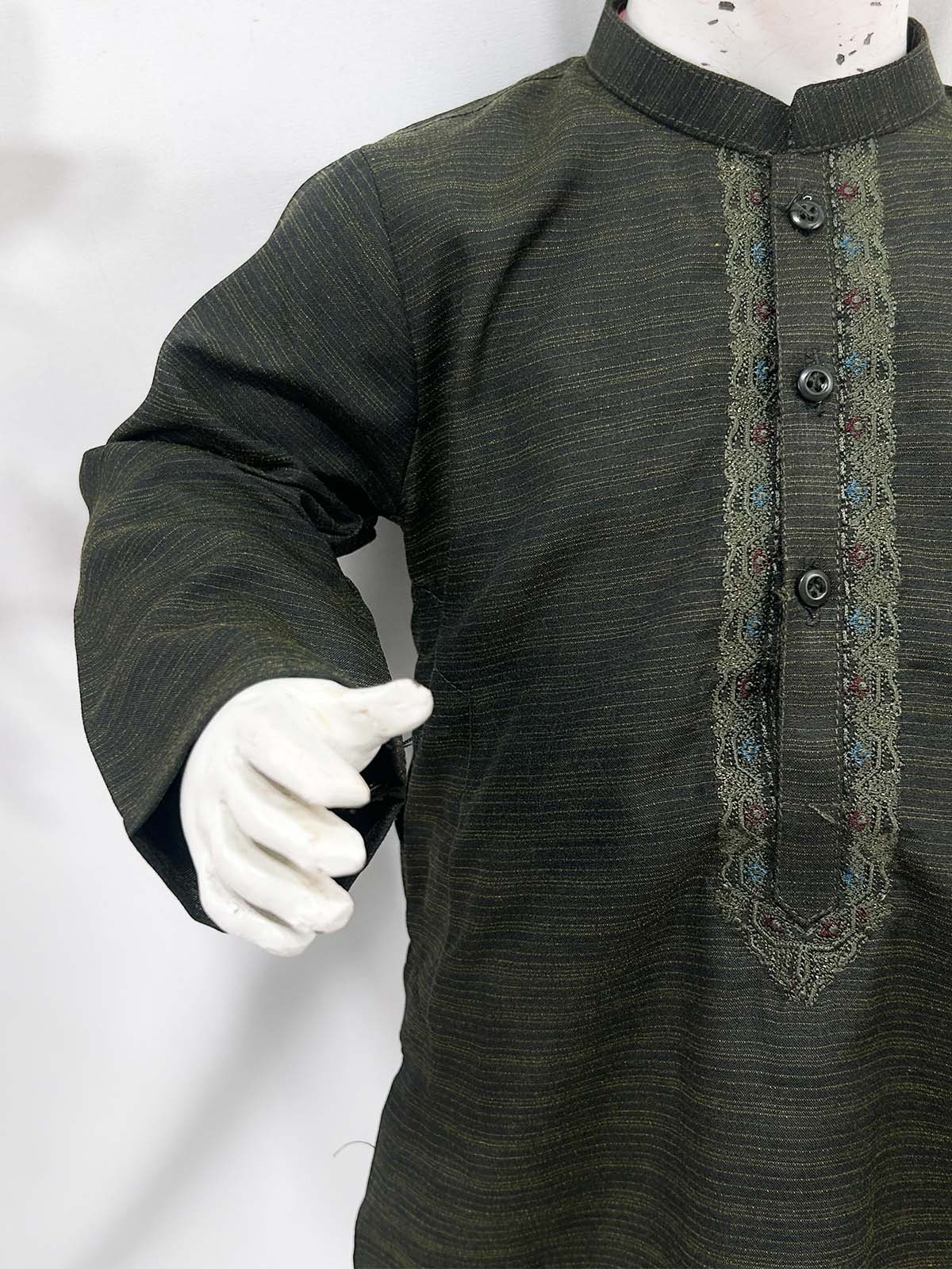 2Yrs - 8Yrs Green Kameez Shalwar Suit For Boy AM BKS207