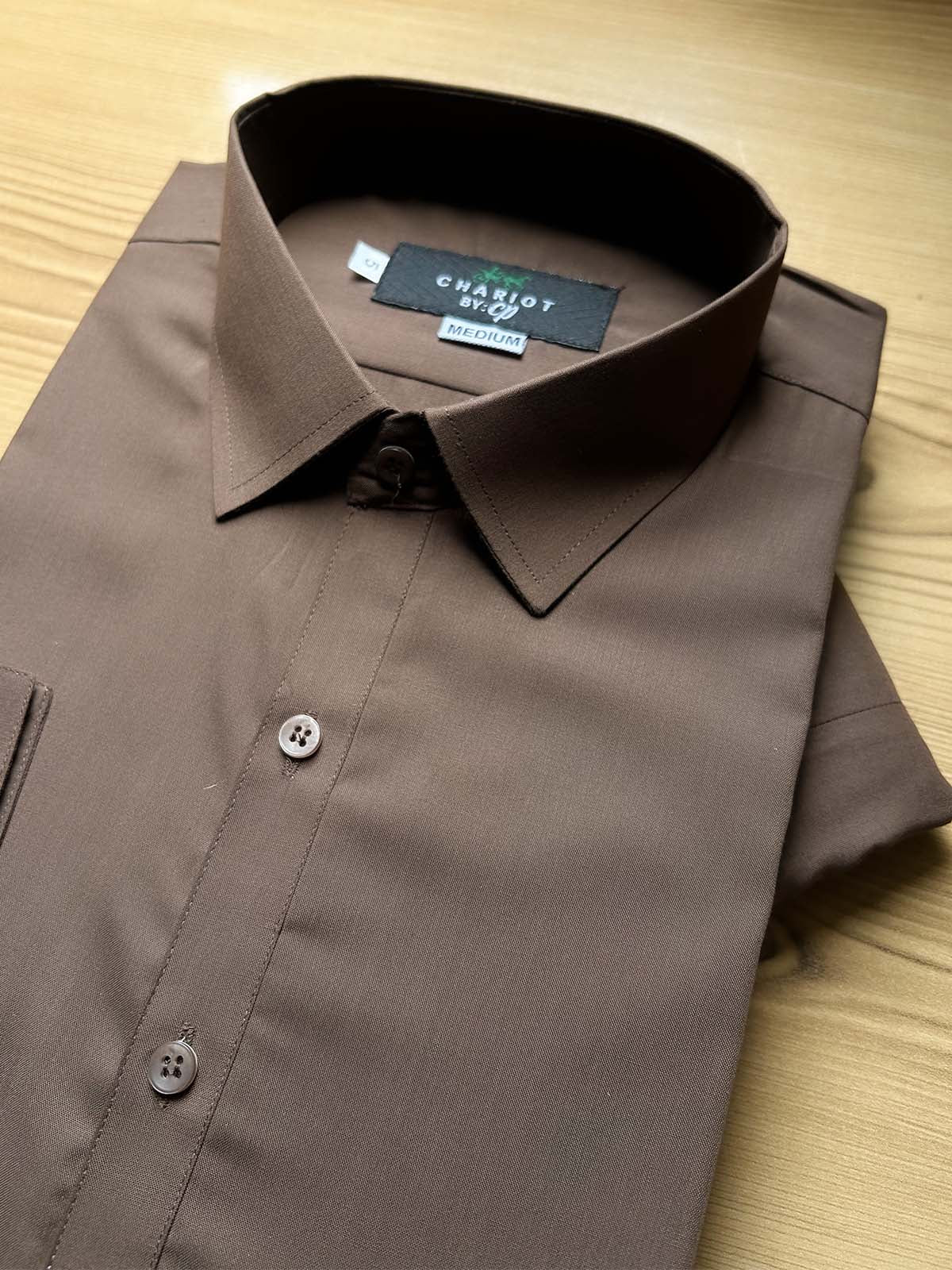 042-1 MSK527 Brown Stitched Suit Shirt Collar Kameez Shalwar For Men