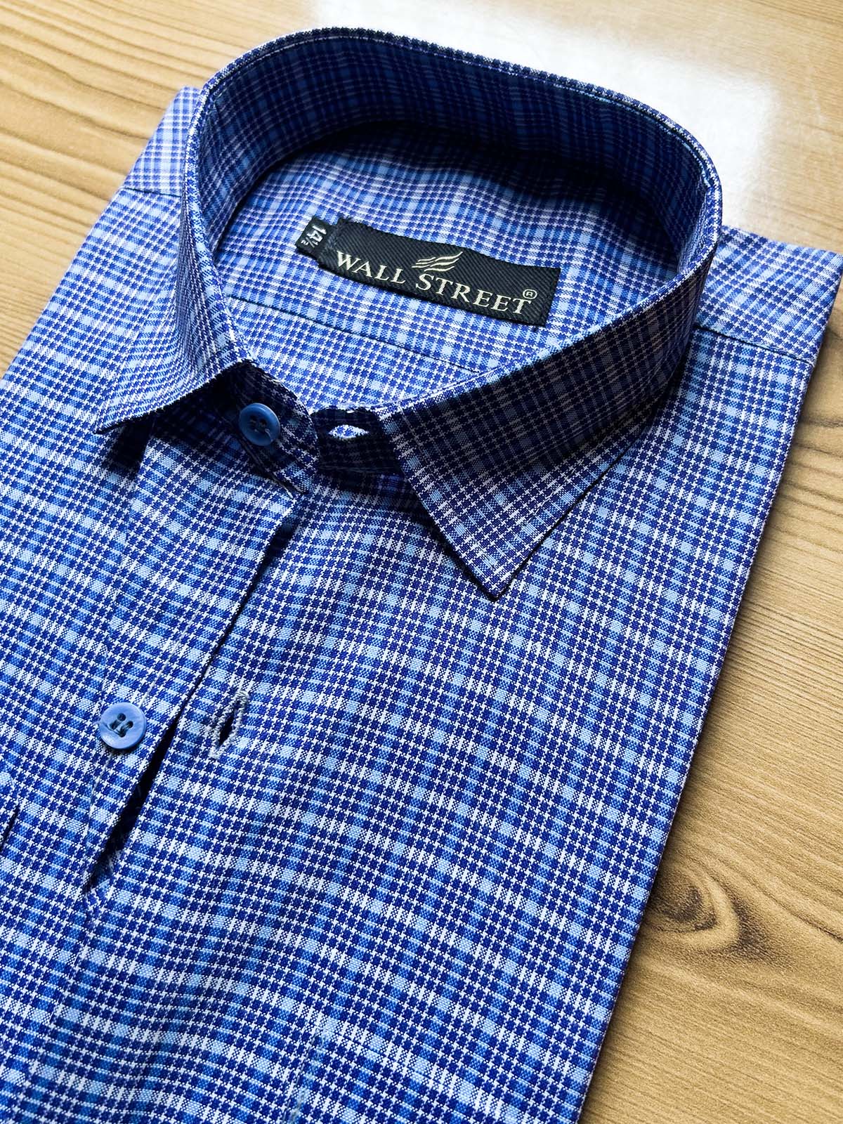 Blue Checks Formal Dress Shirt For Men MFS569