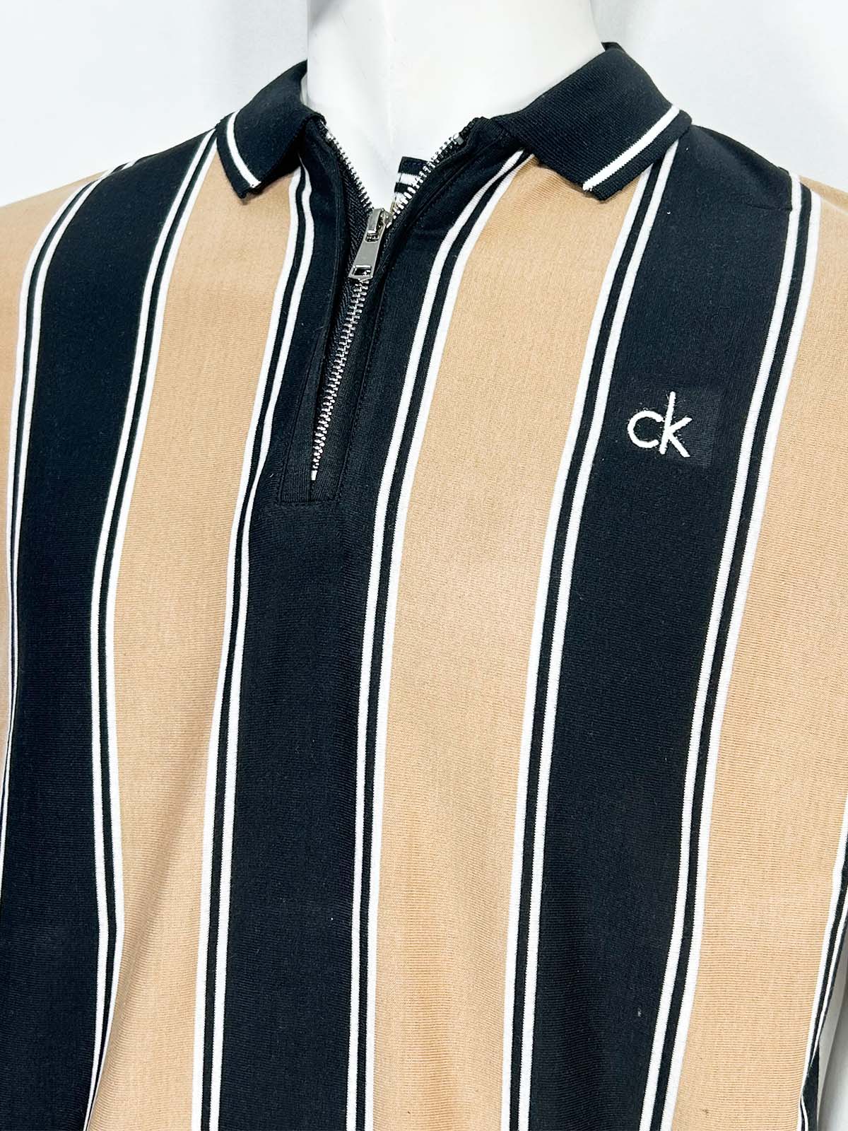 Brown Striped Polo T-Shirt For Men MTS457