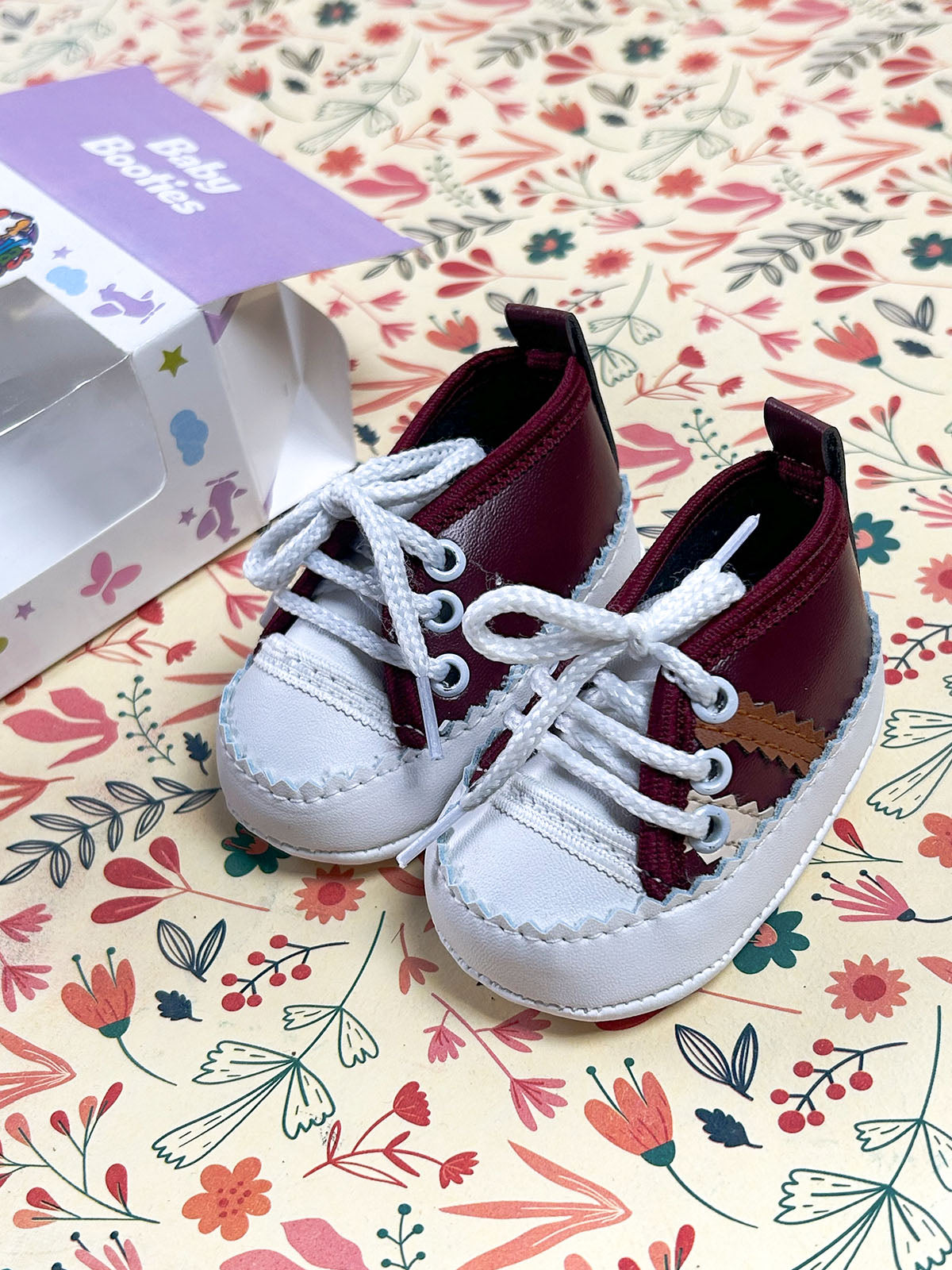 Maroon Sneaker Bootie For Newborn NB103