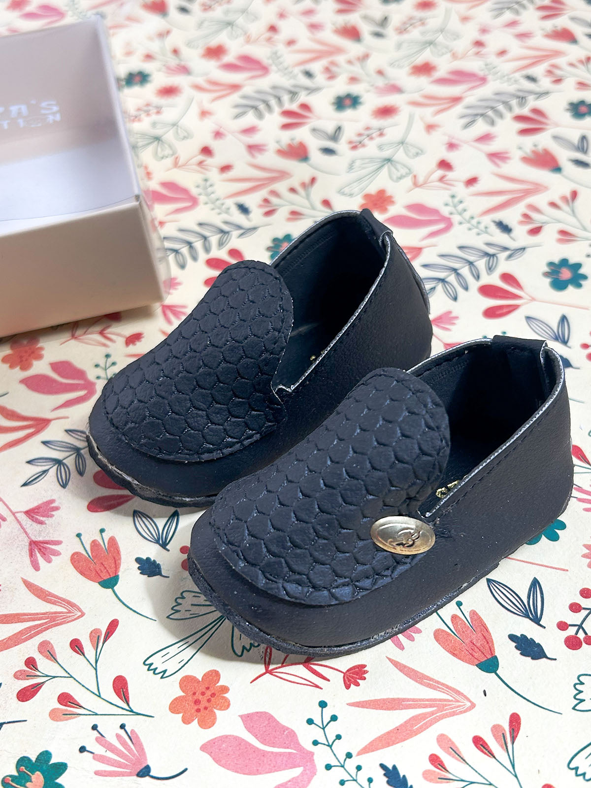 Navy Blue Loafer Booties For Newborn NB91