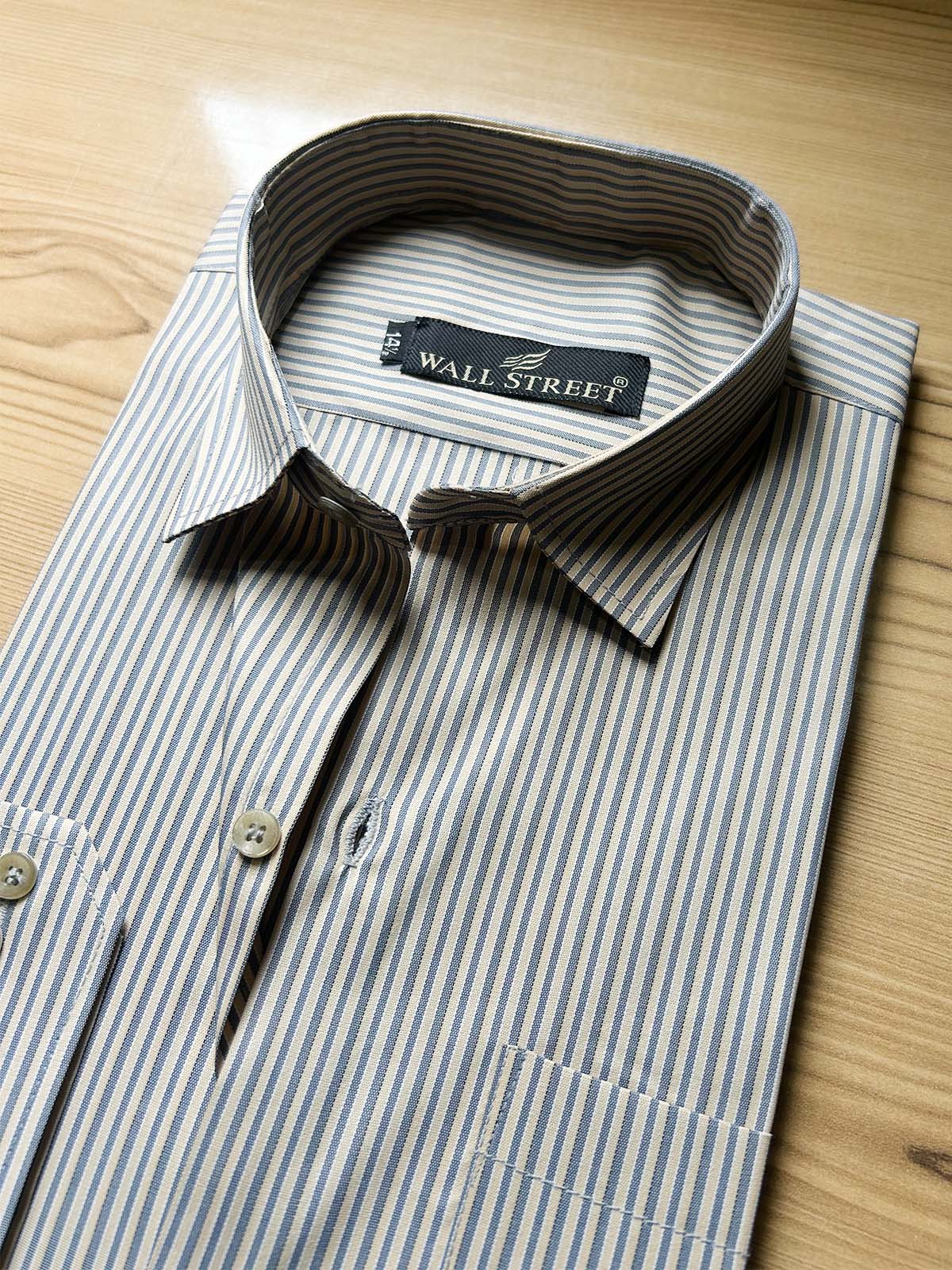 Brown Lines Formal Dress Shirt For Men MFS574