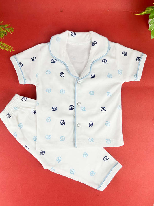 3Mth - 9Mth White Night Suit For Newborn NBS784