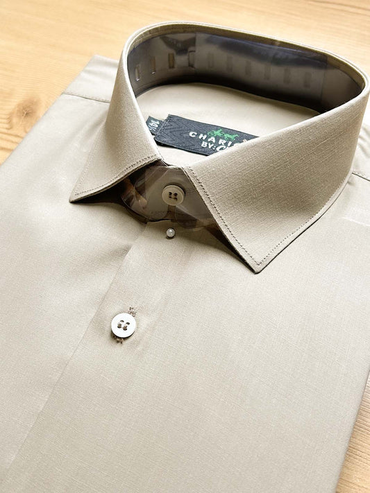 Fawn Plain Formal Dress Shirt For Men MFS475