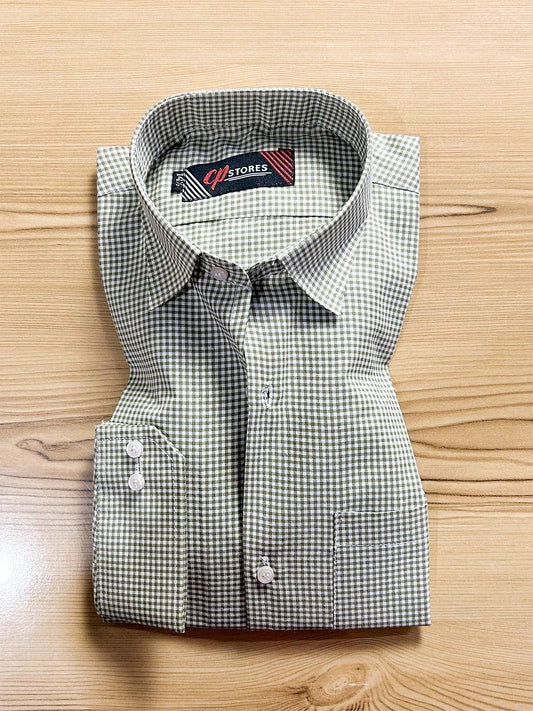 Micro Green Checks Formal Dress Shirt For Men MFS410