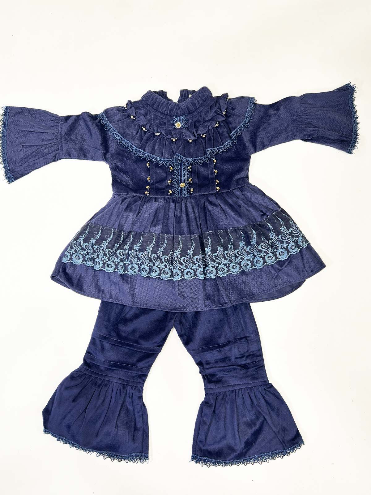 1Yr - 4Yrs Velour Blue Suit For Girls RZ GS311