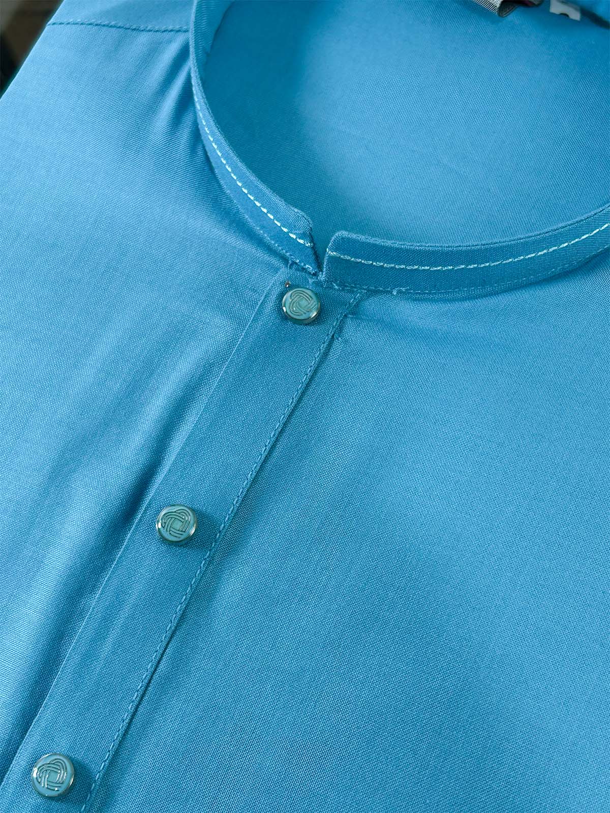 Turquoise Plain Kurta for Men MK24