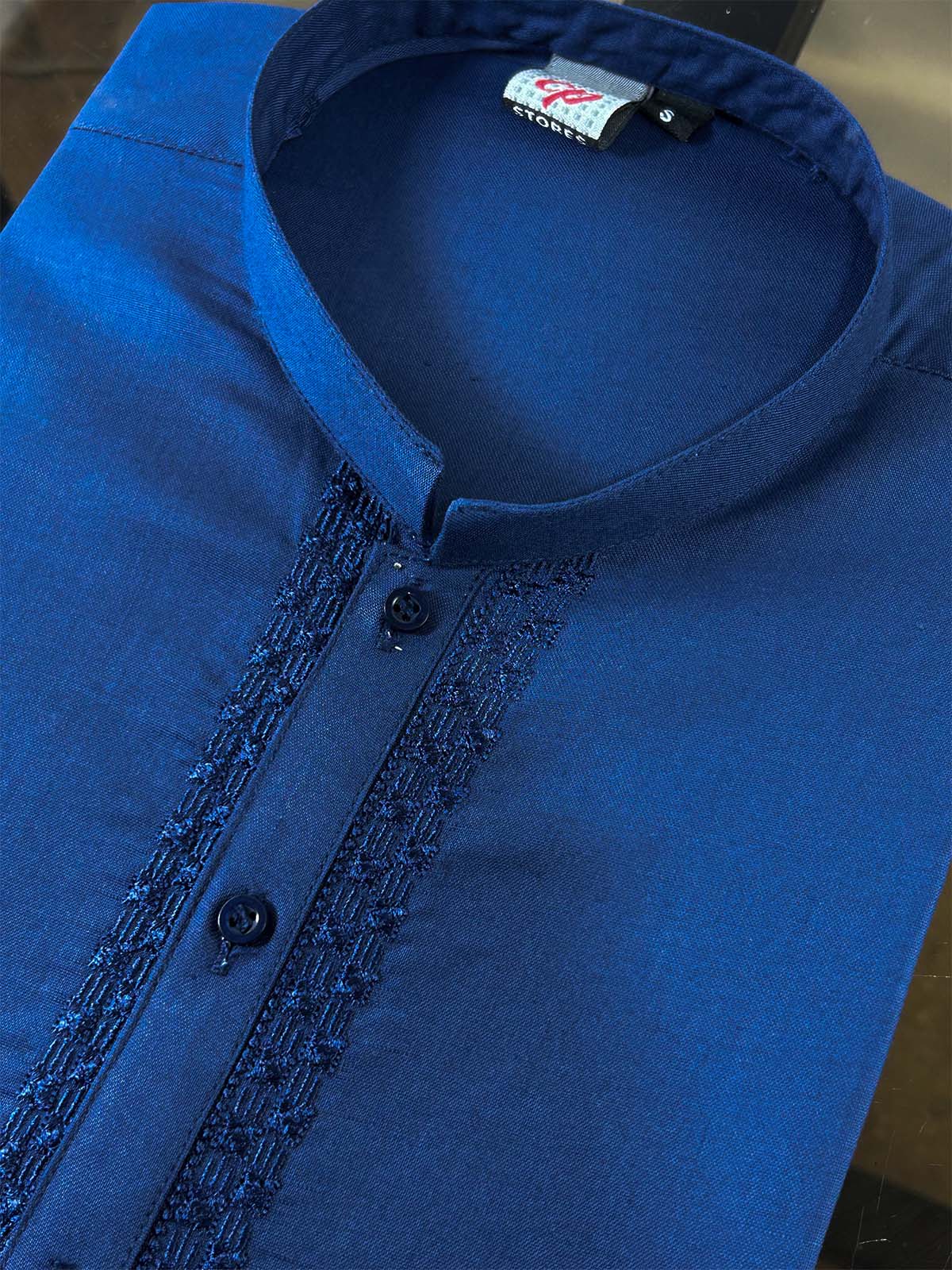 Dark Blue Embroidery Kurta for Men MK19