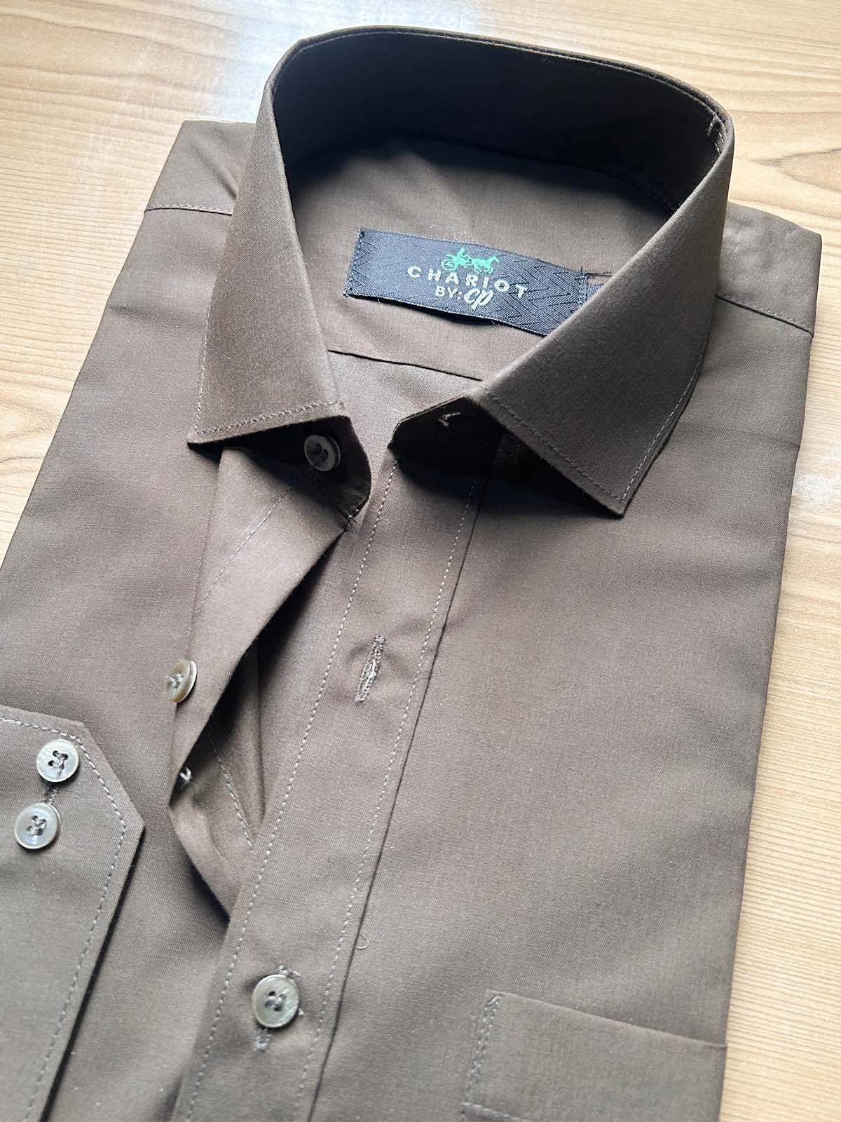 MFS583 Brown Formal Dress Shirt For Men