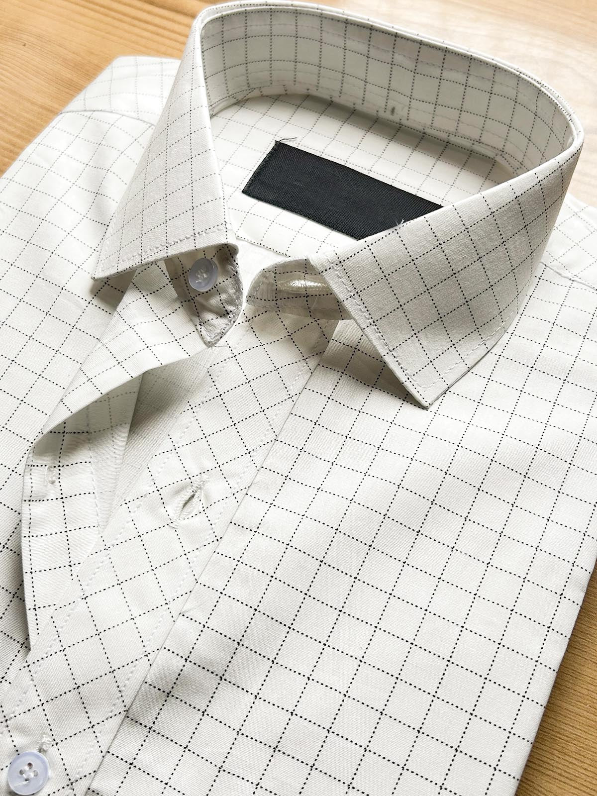 Off White Checks Formal Dress Shirt For Men MFS497