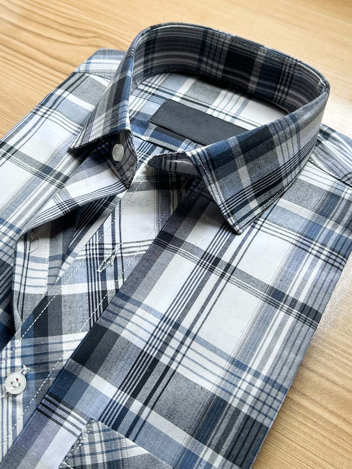 Grey Checks Formal Dress Shirt For Men MFS514