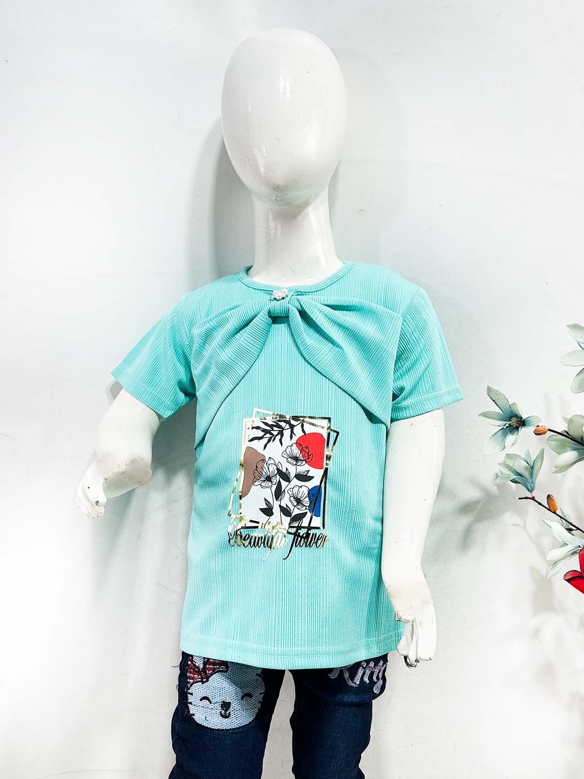2Yrs - 7Yrs Ferozi T-Shirt For Girls OP GTS91