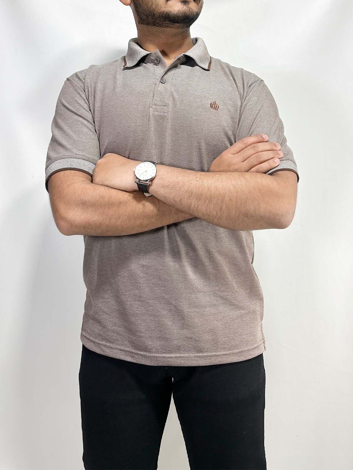 Brown Polo T-Shirt For Men MTS408