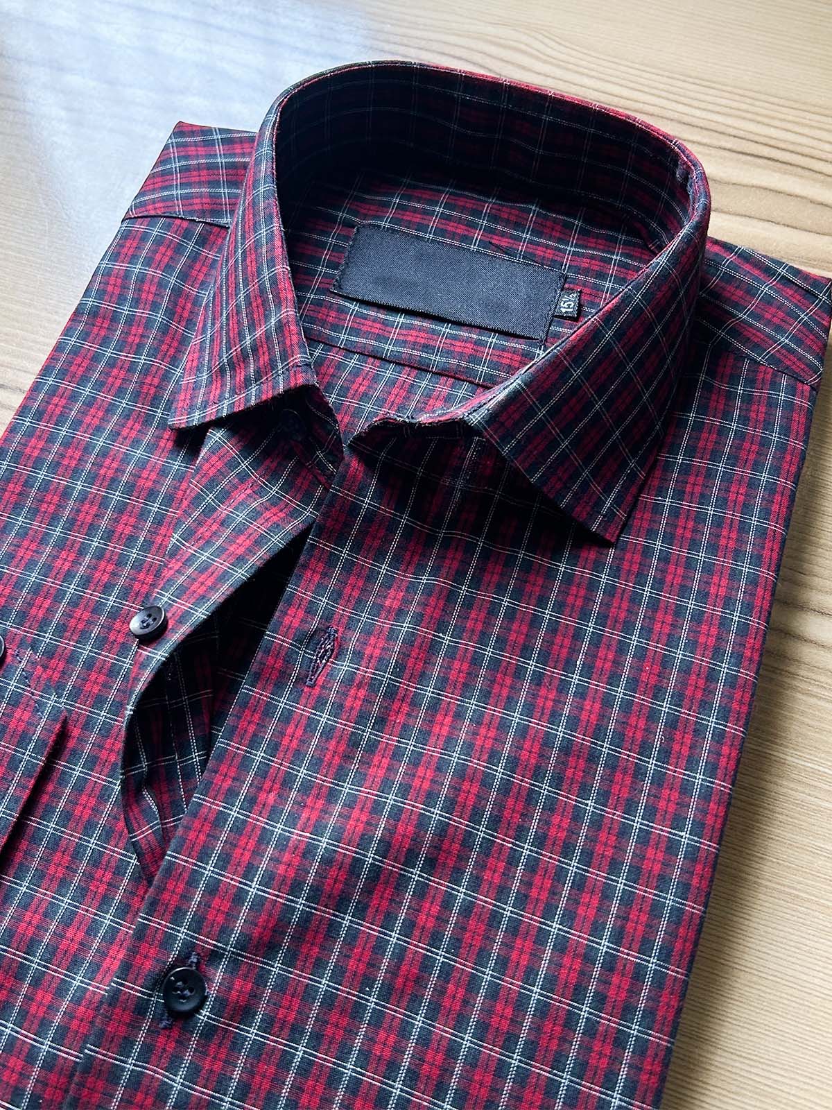 Red Checks Formal Dress Shirt For Men MFS530