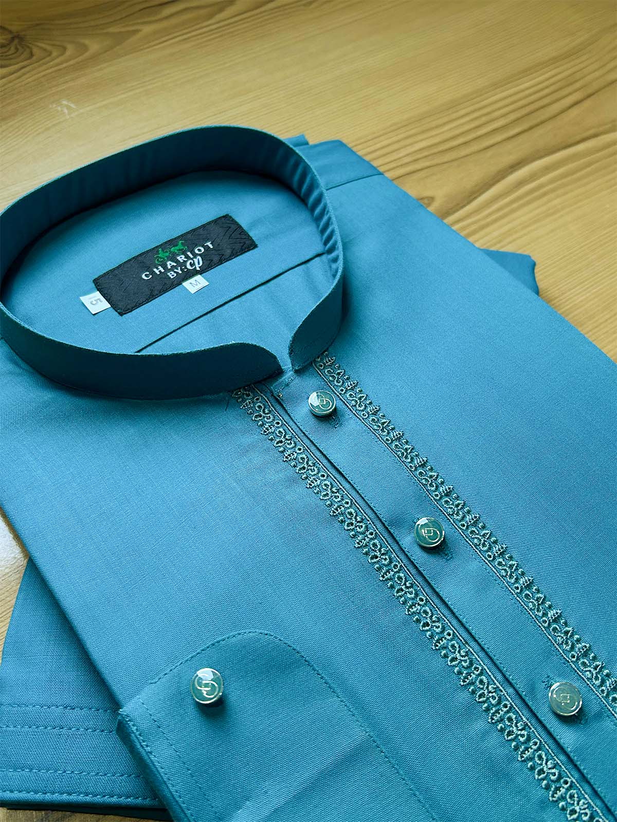954B-10 Teal Stitched Suit Sherwani Collar Kameez Shalwar For Men MSK363