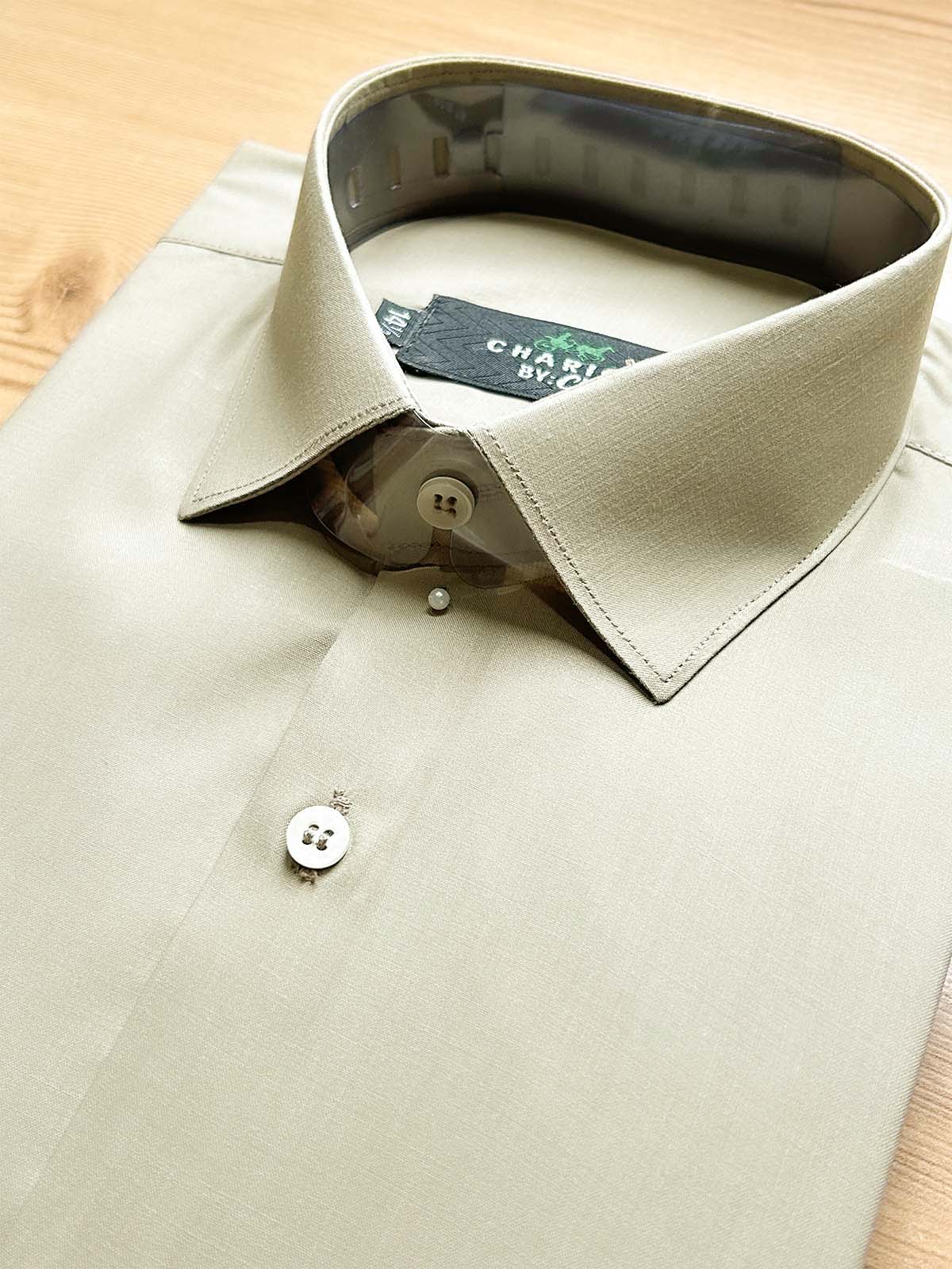 Fawn Plain Formal Dress Shirt For Men MFS475