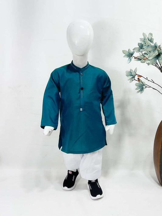 918 2Yrs - 16Yrs Teal Kameez Shalwar Suit For Boys AM BKS183