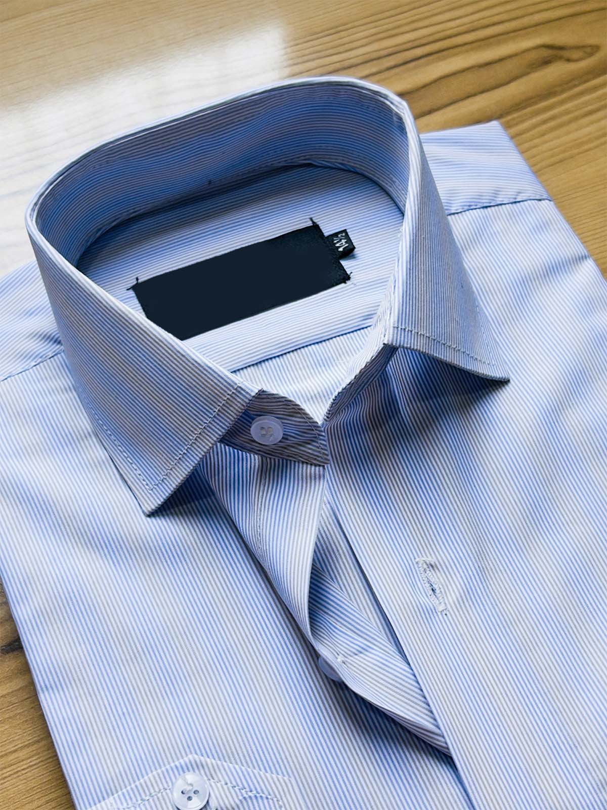 Blue Micro Lines Formal Dress Shirt For Men MFS431