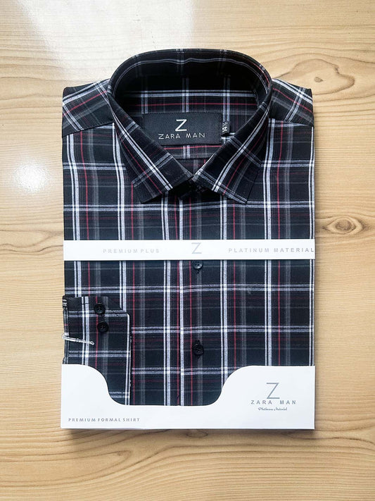 MFS604 Black Checks Formal Dress Shirt For Men
