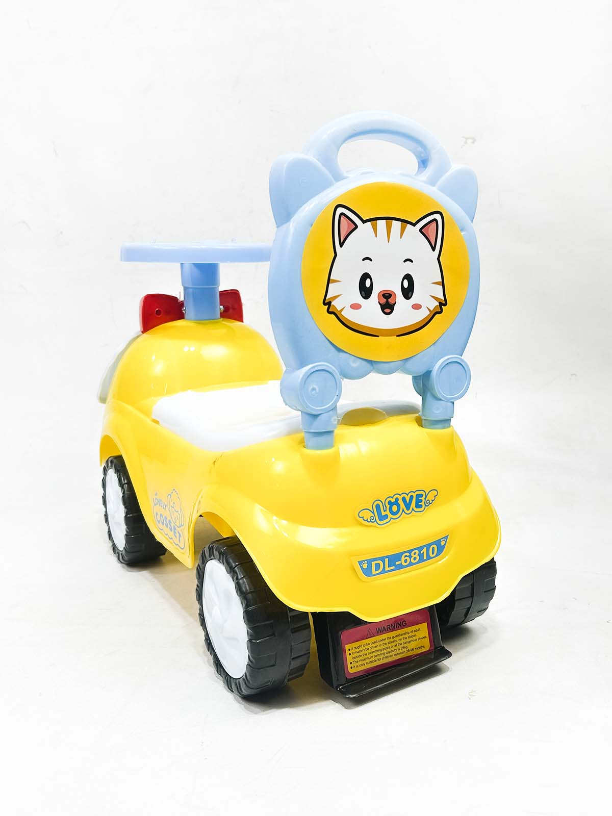 Cat Yellow 4 Wheel Ride On Push Car For Kids
