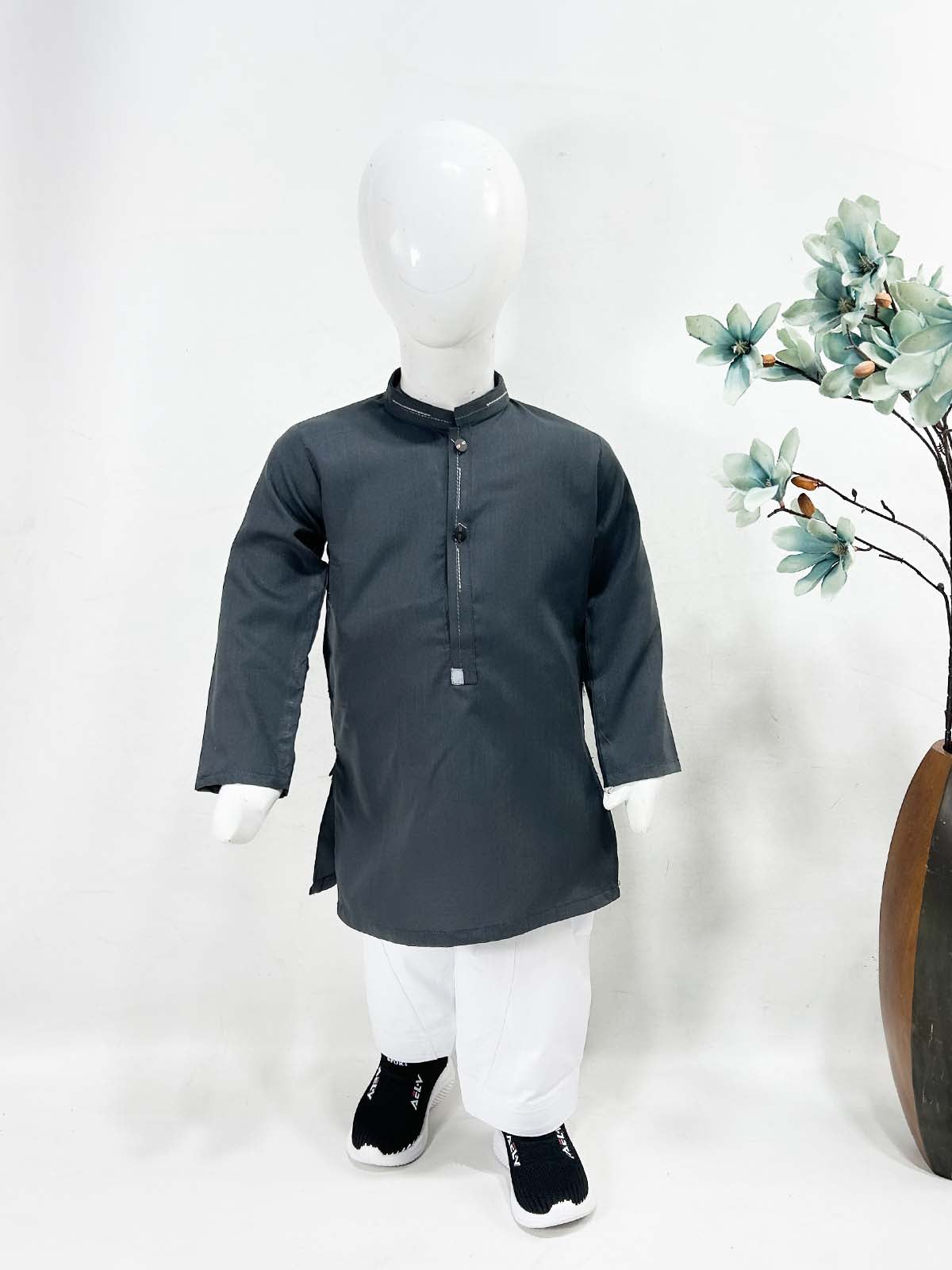 918 2Yrs - 16Yrs Grey Kameez Shalwar Suit For Boys AM BKS176