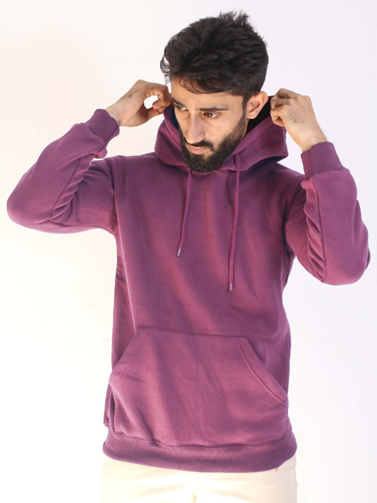 Maroon Pink Plain Pullover Unisex Hoodie MH01