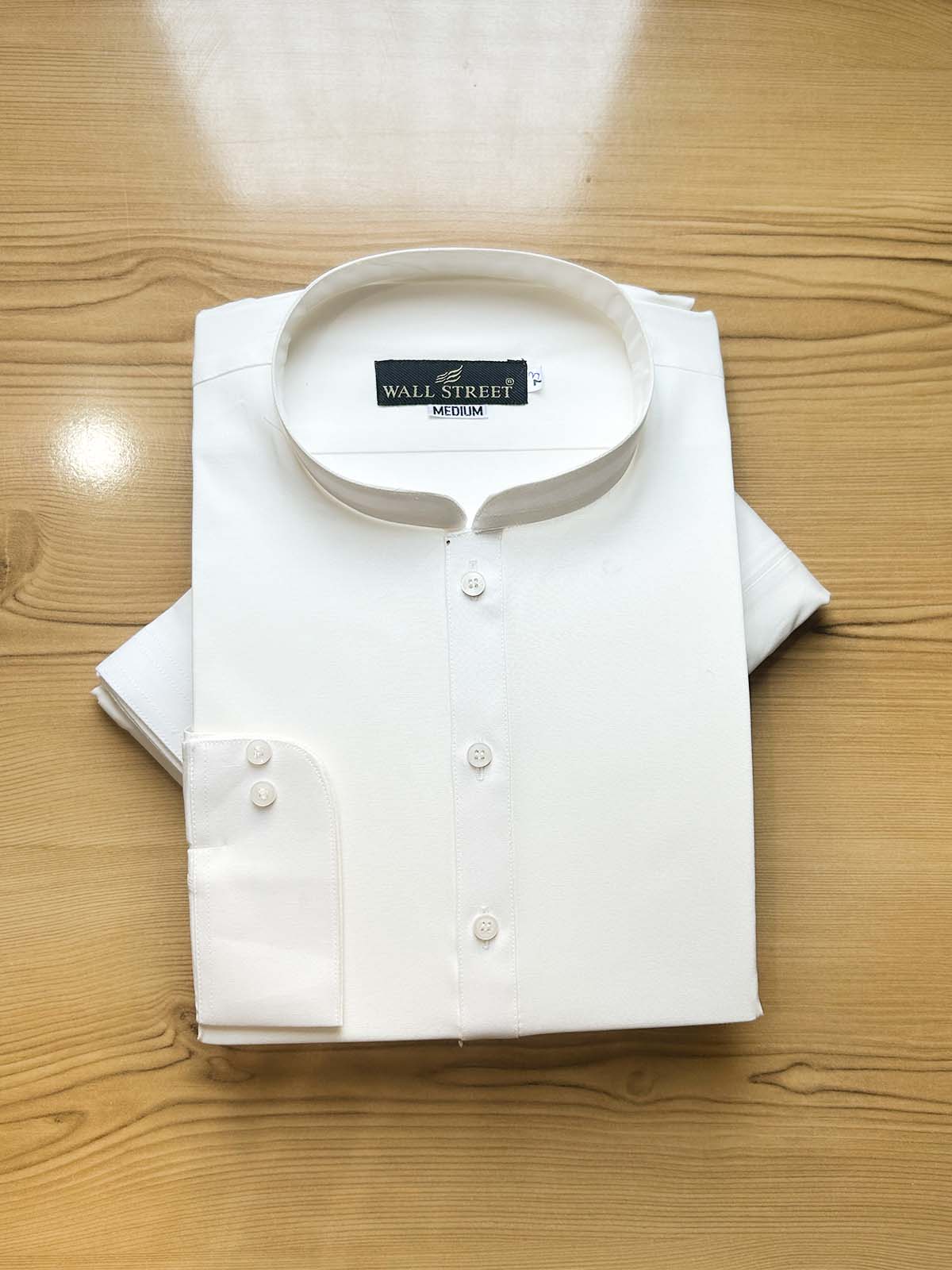 955A-5 MSK473 Off White 100% Cotton Stitched Suit Sherwani Collar Kameez Shalwar For Men