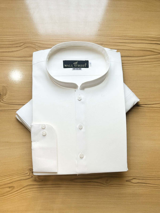955A-5 MSK473 Off White 100% Cotton Stitched Suit Sherwani Collar Kameez Shalwar For Men